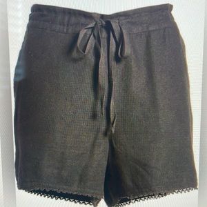 Caslon black linen drawstring shorts pockets elastic waist band